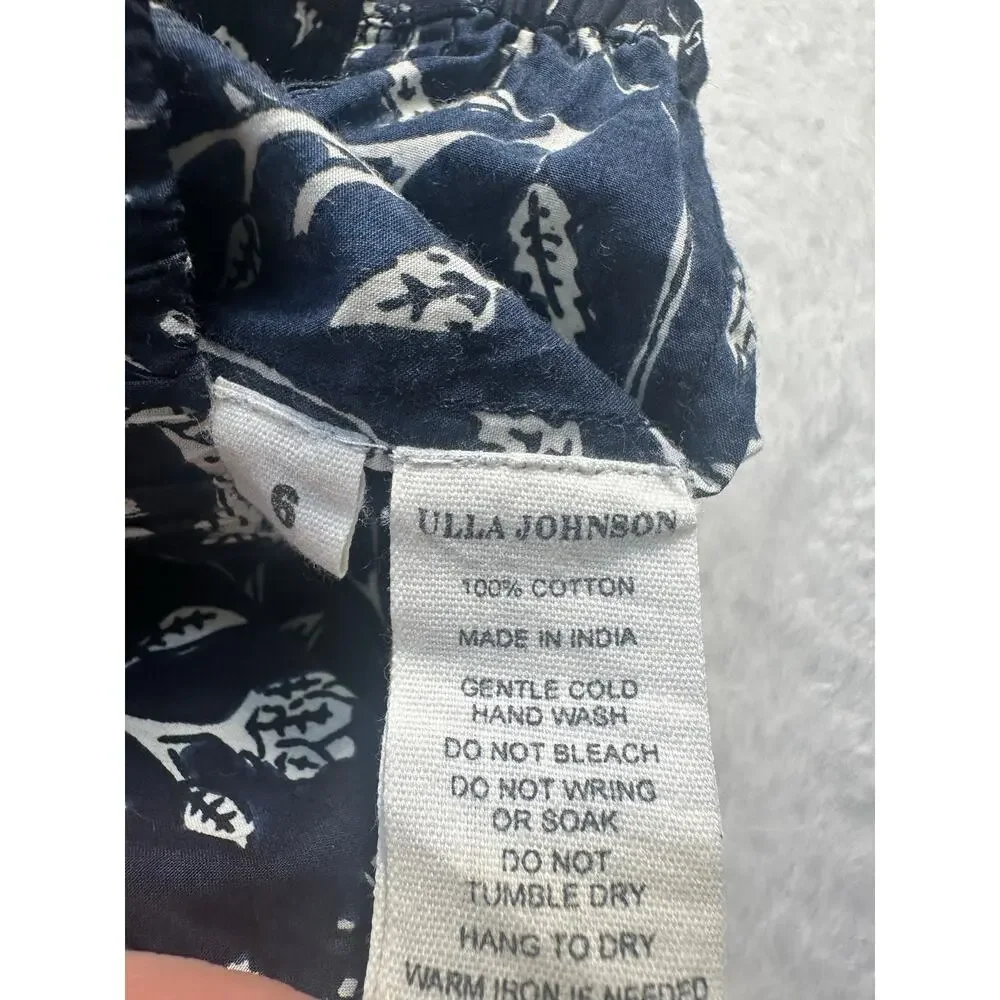 Ulla Johnson Suki Printed Harem Cotton‎ Pants Size 6 Navy Blue Mixed Floral EUC